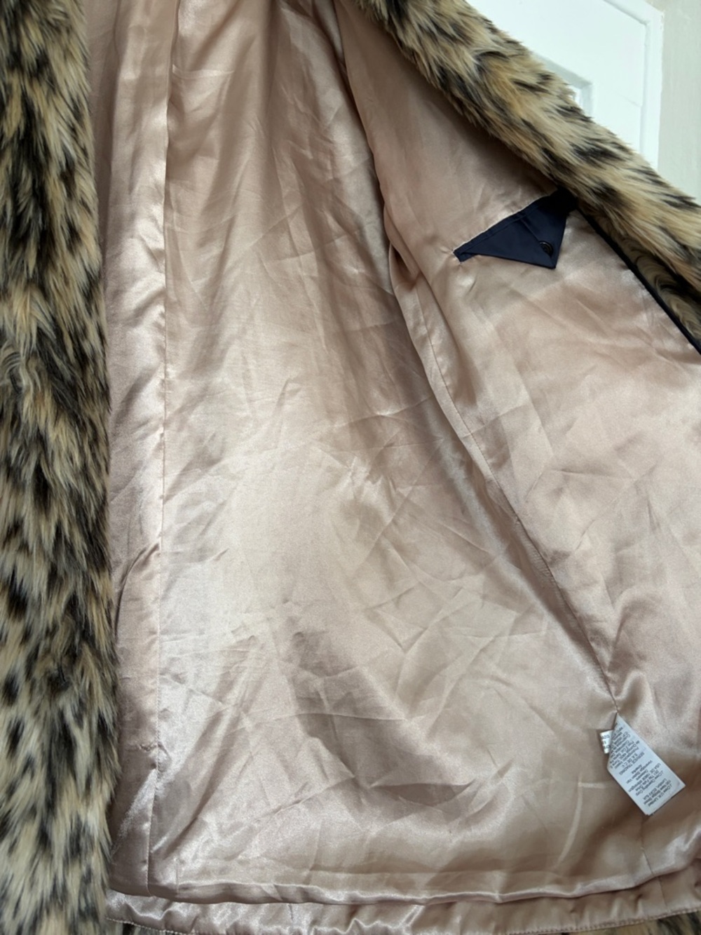 J Crew Faux Fur Leopard-Print Coat - Beige/Black - Picture 6 of 9